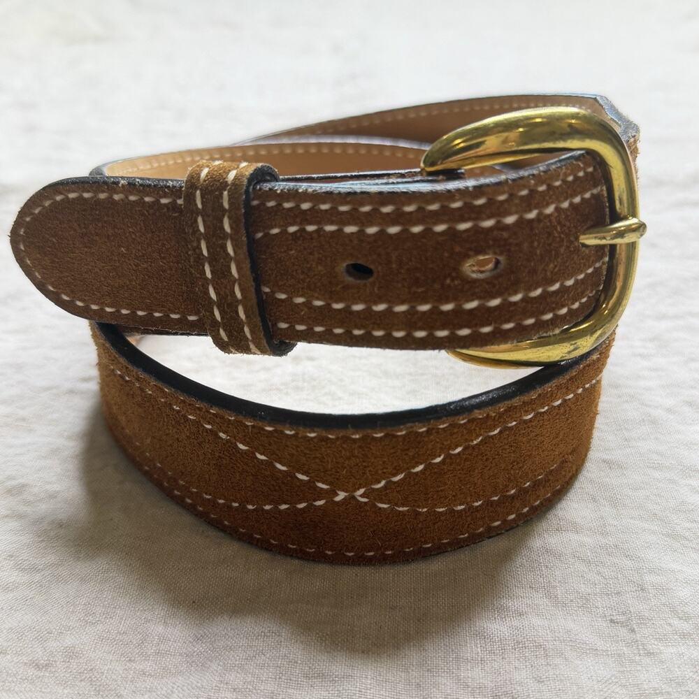 The Western Shop Leonards Fort Worth Belt Brass Buckle Size 32 Unisex Brown